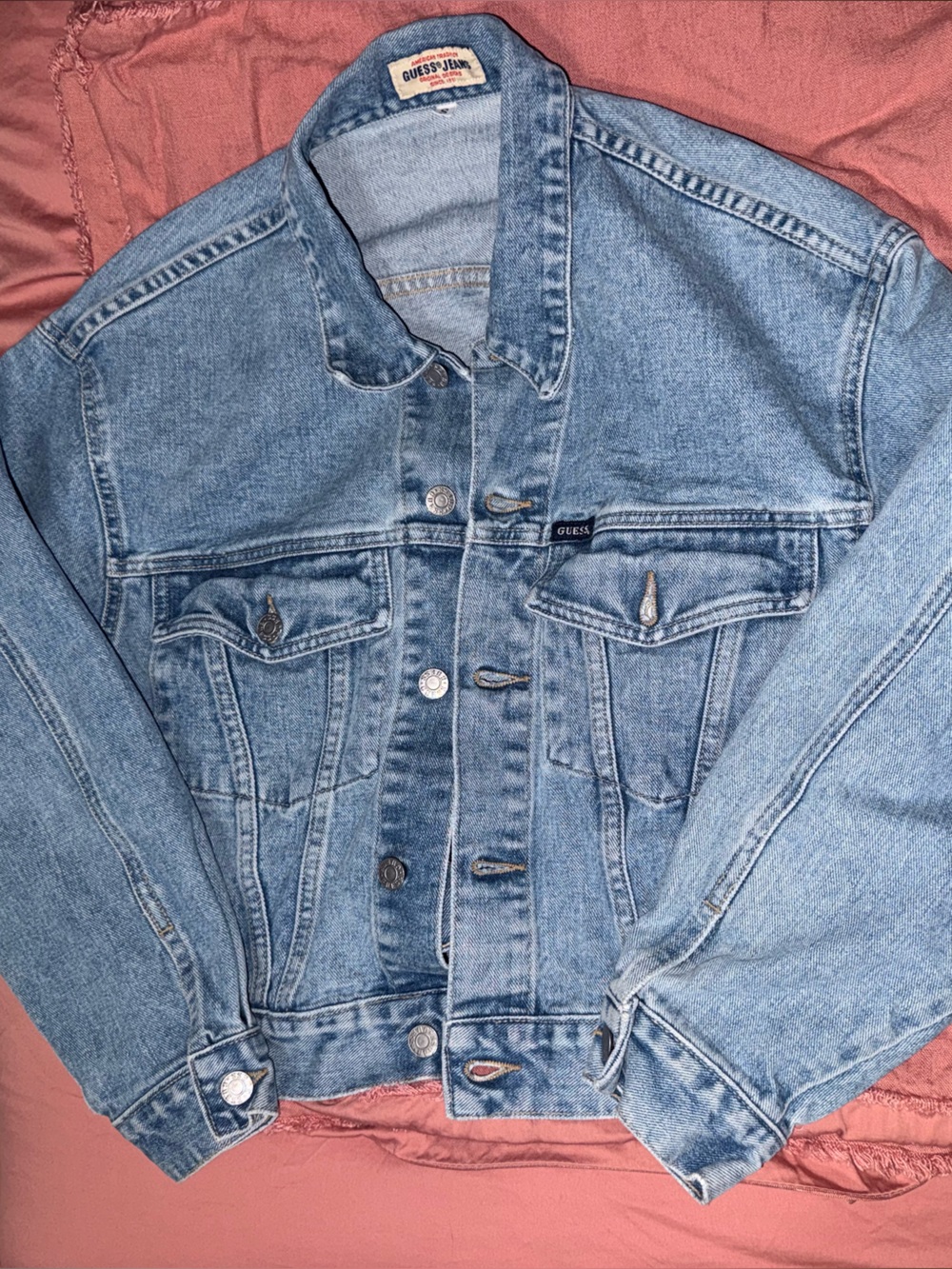 Vintage Guess Women's Light Blue Denim Jacket